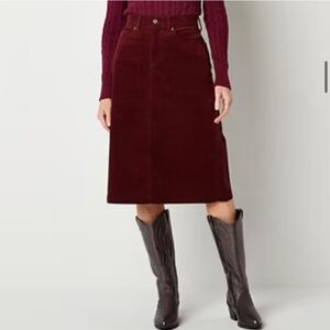 🦁 3/$30 St. John's Bay Womens High Rise Midi A-Line Skirt